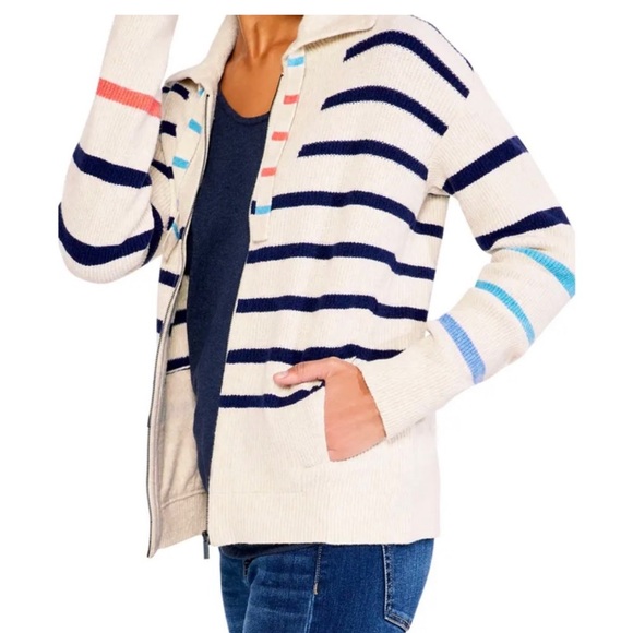 NIC+ZOE Sailors Stripe Zip Front Cardigan. Woman’s XXL Worn Once! Fun Look :) - Picture 3 of 7